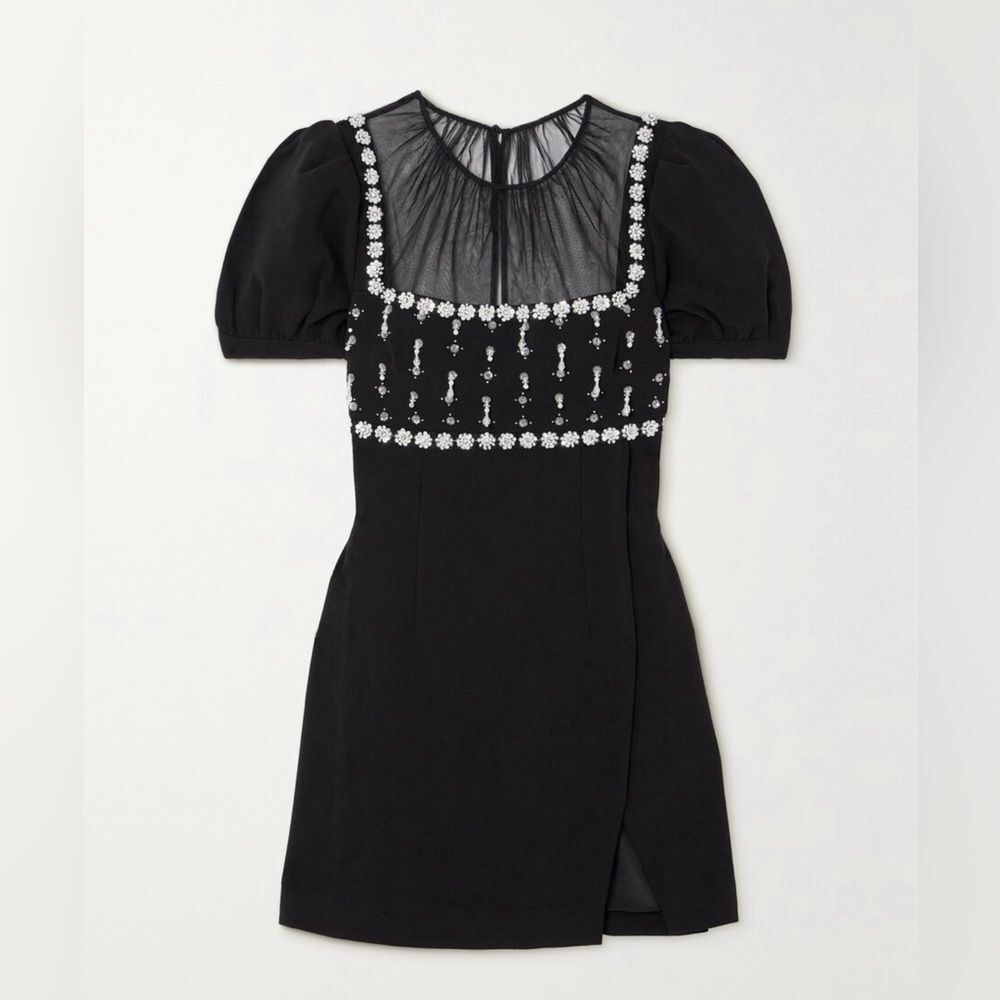 Self-Portrait Embellished Puff Sleeve Mini Dress